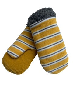 Upcycled Kids Mittens - Medium (4-6 yrs.) | Yellow Gray Stripe