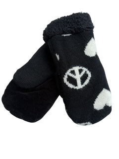 Upcycled Kids Mittens - Medium (4-6 yrs.) | Black Peace Heart
