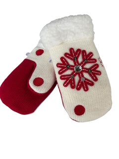 Upcycled Kids Mittens - Medium (4-6 yrs.) | Red Snowflake