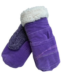 Upcycled Kids Mittens - Large (7 yrs. & up) | Purple Corduroy