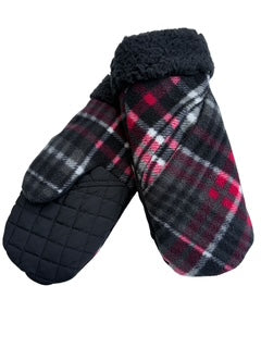 Upcycled Kids Mittens - Large (7 yrs. & up) | Black & Red Plaid