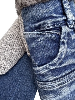 Upcycled Kids Mittens - Large (7 yrs. & up) | Denim & Sparkly Gray