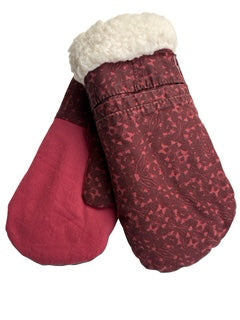 Up-cycled Burgandy Mittens - Small