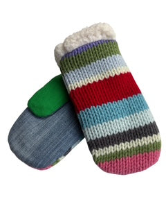 Up-cycled Knit Stripe Mittens - Small
