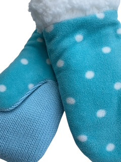 Upcycled Kids Mittens - Medium (4-6 yrs.) | Auqa Polka Dot