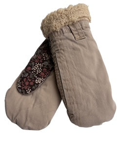 Up-cycled Neutral Floral Mittens - Large