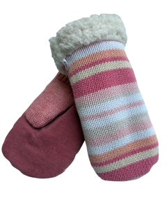 Upcycled Kids Mittens - Large (7 yrs. & up) | Rose Stripe