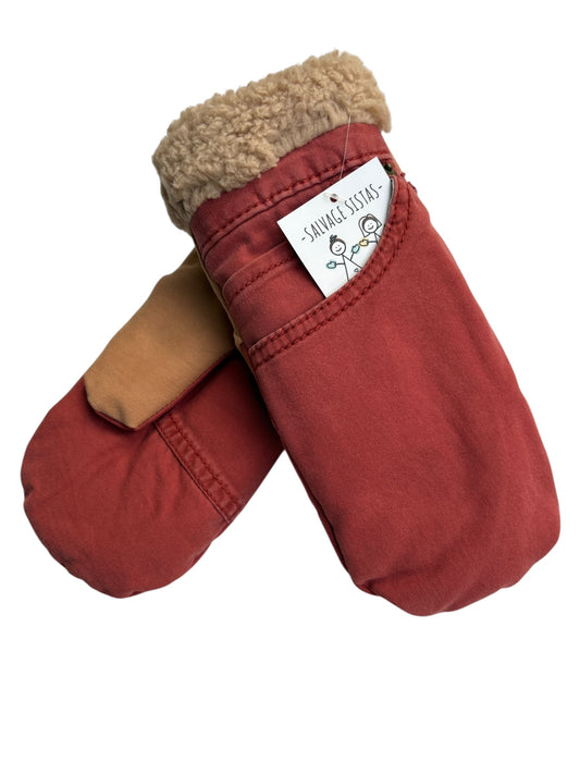 Up-cycled Burnt Orange Mittens - Small