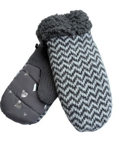 Upcycled Kids Mittens - Large (7 yrs. & up) | Sparkly Gray Chevron Knit