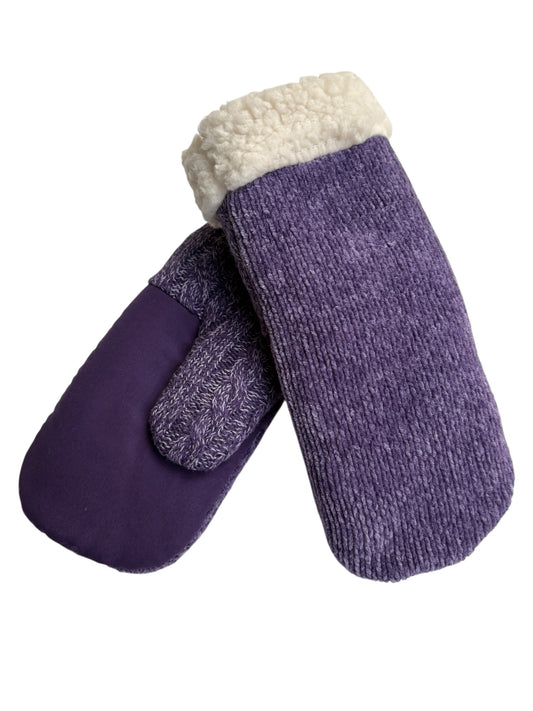 Up-cycled Purple Knit Mittens - Small